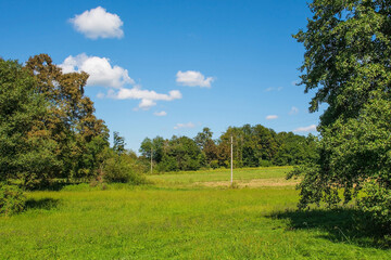 The rural summer landscape near Grabovac Banski village close to Petrinja in Sisak-Moslavina County, Central Croatia. Early September