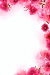 Pink flower frame floral background, Generative AI
