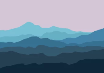 Papier Peint photo autocollant Violet landscape mountains, vector illustration for background design.