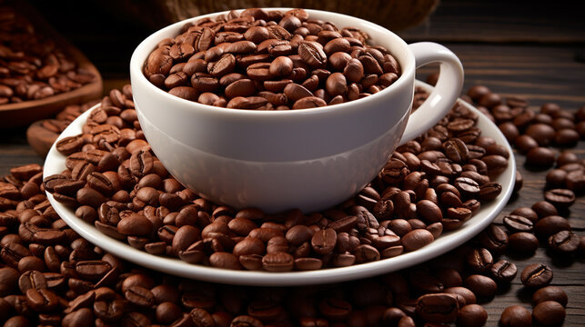 coffee beans in a cup HD 8K wallpaper Stock Photographic Image 