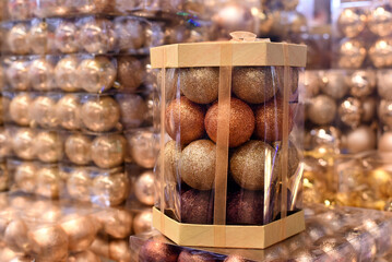Set of Christmas balls in the package