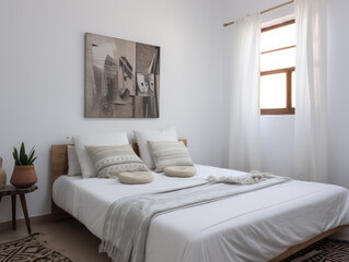 Serene and Stylish Bedroom with Natural Woven Accents