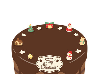 クリスマスケーキのフレーム1　横　白背景