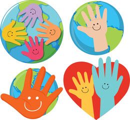 Smiling Hands: Vector Cartoon Illustration with Symbol