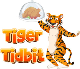 Cute Animals: Funny Pun of Word 'Tiger' Tidbit with Tiger Cartoon