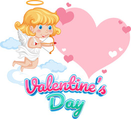 Cute Angel Cartoon Character Holding Heart Arrow