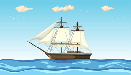 Sailboat Floating on a Beautiful Sunny Day