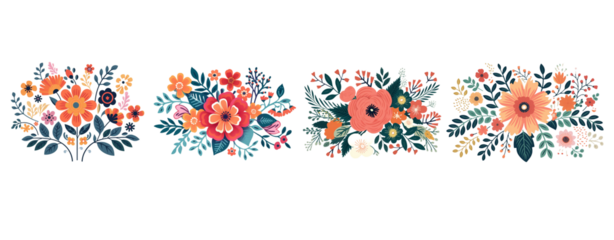 Watercolor flowers on a white background without shadows for illustration.
