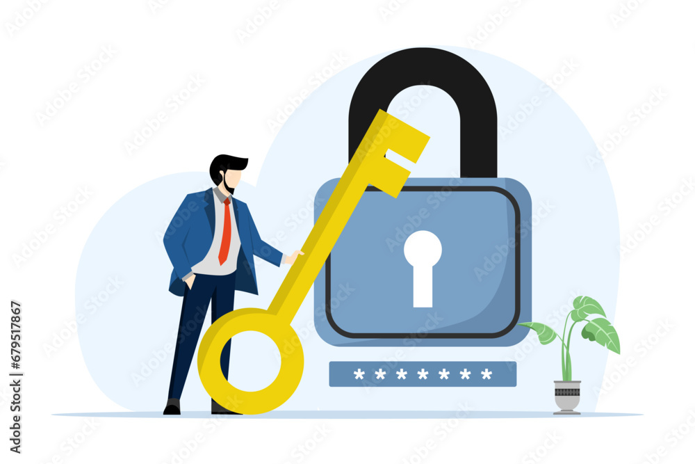 Poster personal data concept, cyber security, data protection metaphors set. database, cyber security, cont