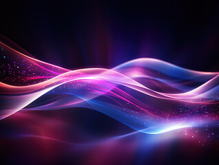 Background with purple wavy lights. Generative ai