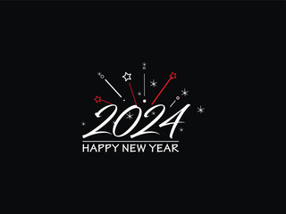 Unique Happy New Year, New Year, 2024 Happy New Year, New Year Design, Happy New Year 2024, Celebration 2024, Holiday 2024, Congratulation 2024, Luxury Line Art Vector Happy New Year Design For 2024