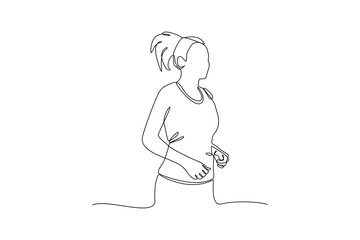 Young woman running at afternoon. Minimalist running sport concept.