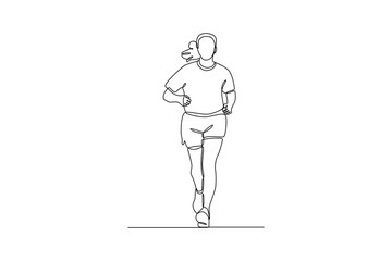 Afternoon jogging woman from front view. Minimalist running sport concept.