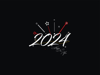 Happy New Year, New Year, 2024 Happy New Year, New Year Design, Happy New Year 2024, Celebration 2024, Holiday 2024, Congratulation 2024, Luxury Line Art Vector Happy New Year For 2024