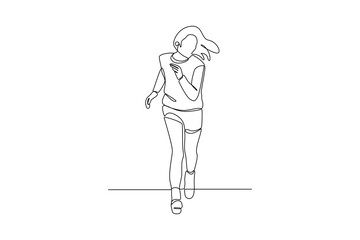 Woman was running at afternoon. Minimalist running sport concept.