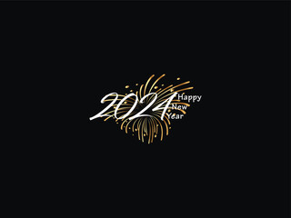 Happy New Year, New Year, 2024 Happy New Year, New Year Design, Happy New Year 2024, Celebration 2024, Holiday 2024, Congratulation 2024, Luxury Line Art Vector Happy New Year Design For 2024