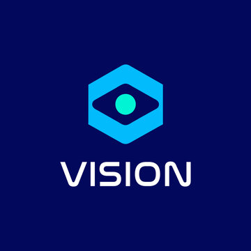 Vision Eye Eyeball Optic Technology Innovation Future logo design vector