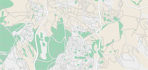 Layered editable vector illustration outline Map of Jerusalem,Israel.