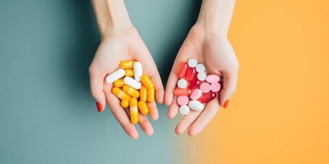 hands holding colorful pills