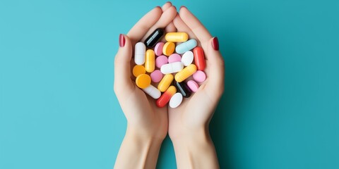 hands holding colorful pills
