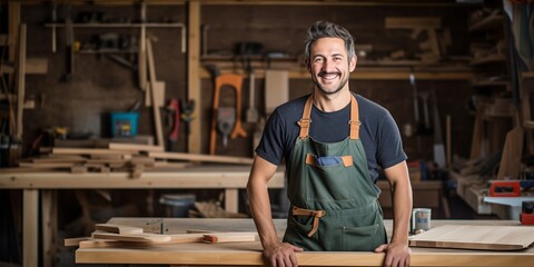 Portrait of a male carpenter in a workshop