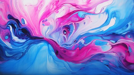 Fototapeta na wymiar Mesmerizing swirls of neon blue and vibrant magenta blending seamlessly in a sea of fluid motion, creating a hypnotic abstract masterpiece.
