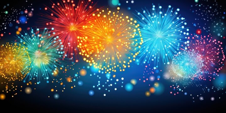 New Year's, background of beautiful fireworks, banner, copy spase