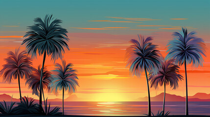 Fototapeta na wymiar sunset on the beach HD 8K wallpaper Stock Photographic Image 