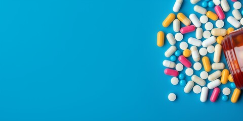 pills on a blue background