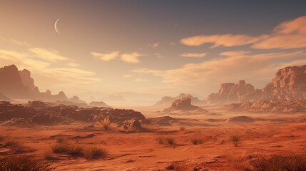 Explore the desert landscape, contending with frequent sandstorms and their impact on virtual infrastructure - obrazy, fototapety, plakaty