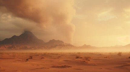 Explore the desert landscape, contending with frequent sandstorms and their impact on virtual infrastructure - obrazy, fototapety, plakaty