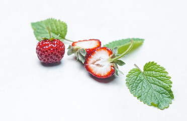 Strawberries on a white background