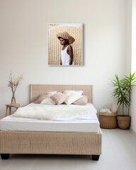 Serene and Stylish Bedroom with Natural Woven Accents