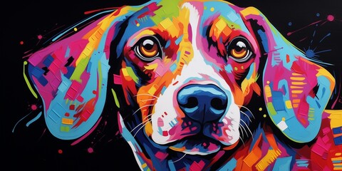 vibrant and colorful dog poster