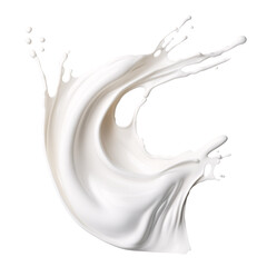 Whole milk splash in a curve transparent