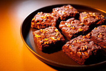 Chocolate nut biscuits on grill pan	