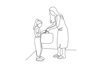a woman help young woman at groceries. minimalist help each other concept.