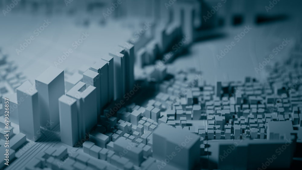 Poster background of making and reviewing models while planning urban planning concept, 3d rendering