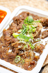 bulgogi, sliced and seasoned, barbequed beef,