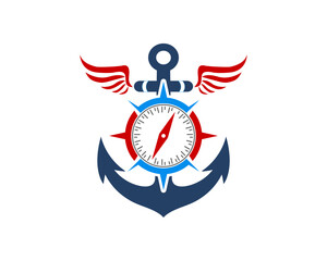 Anchor with compass in the middle logo