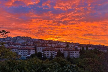 Sunrise in Levent, Istanbul, Turkey.