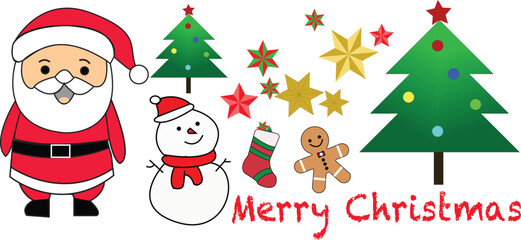 santa claus and christmas tree set