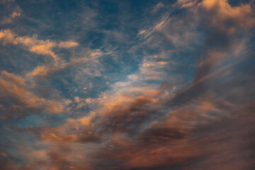 Sunset sky with pink clouds