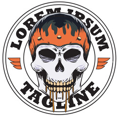 skull head motorcycle club vector logo emblem badge