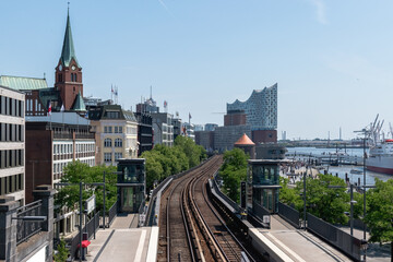 Naklejka premium train tracks and metro station in Hamburg, Germany