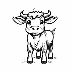 Cow hand-drawn illustration. Cow. Vector doodle style cartoon illustration