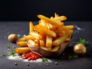 Homemade potato french fries Studio photography