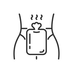 Warming pad for stomach, linear icon. Line with editable stroke © Matsabe