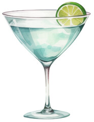 lemon and orange juice with lemon cocktail Watercolor glass of summer 