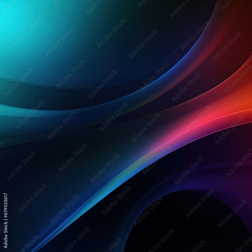Poster abstract colorful waves on a dark background.